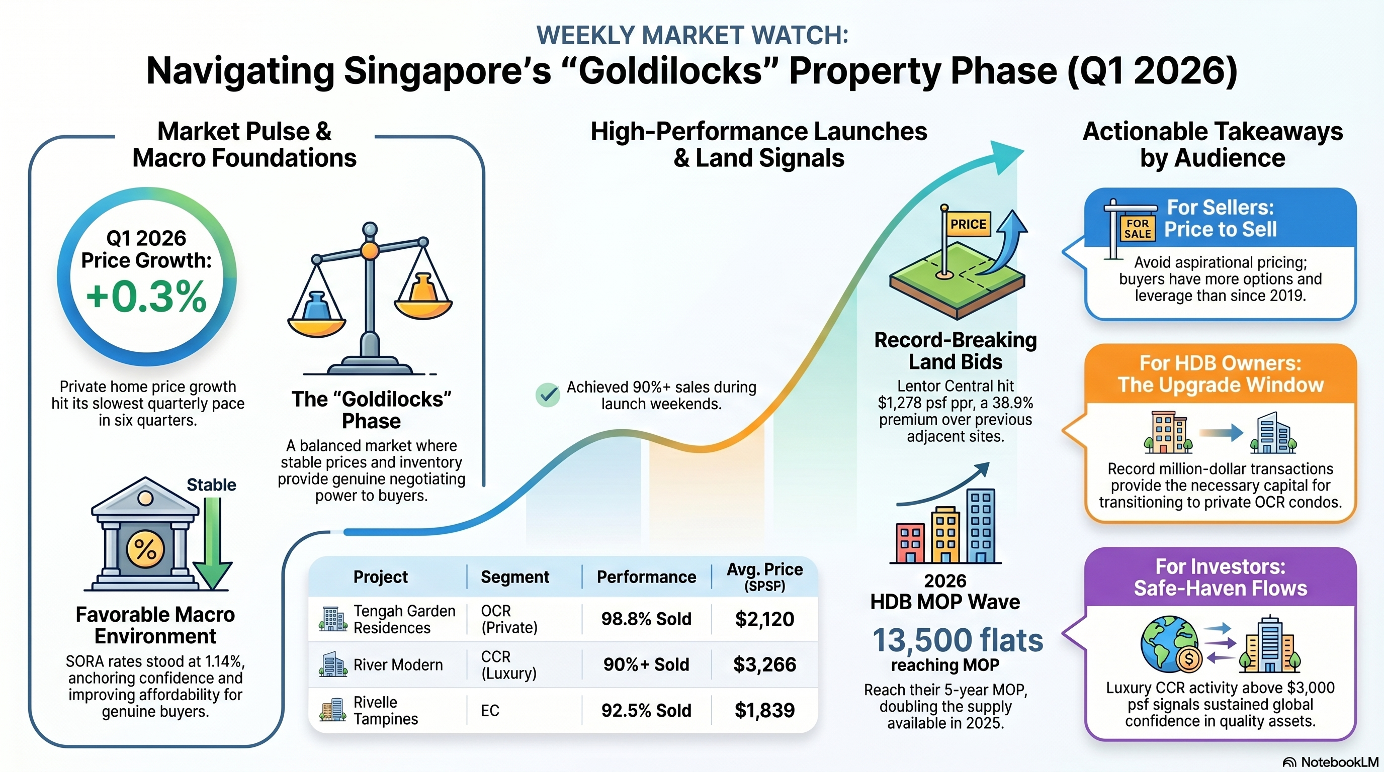 Singapore Property Market Q1 2026 Goldilocks Phase infographic by Keith Tan