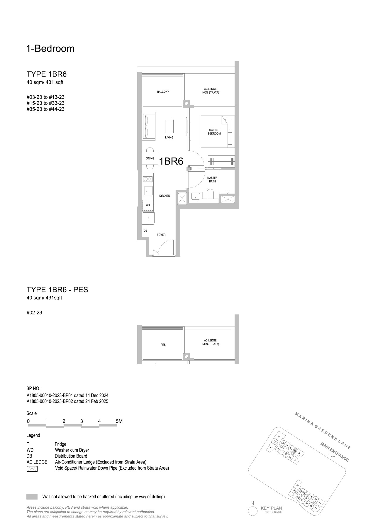 One Marina Gardens floor plan - 1BR6 / 1BR6-PES
