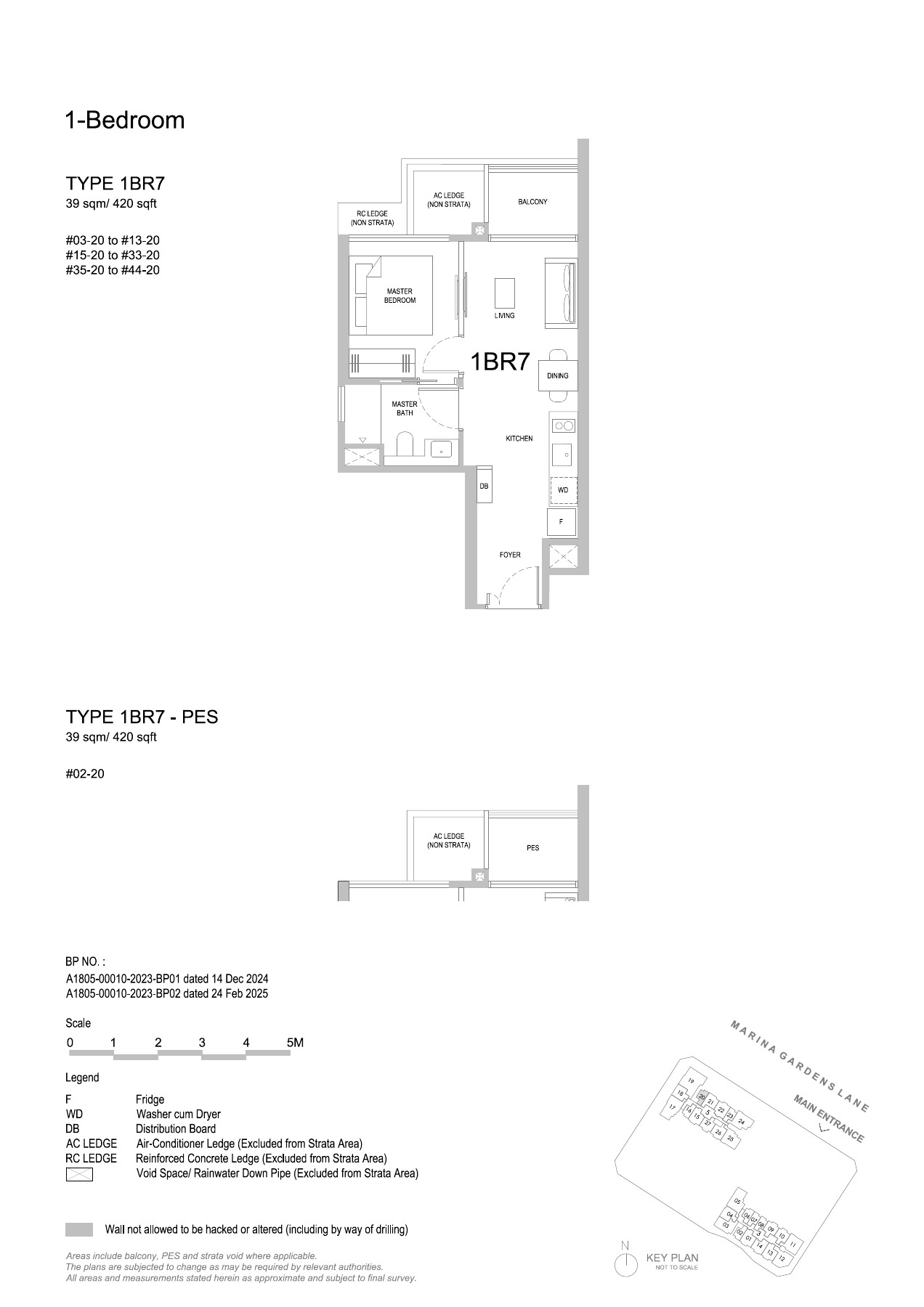 One Marina Gardens floor plan - 1BR7 / 1BR7-PES