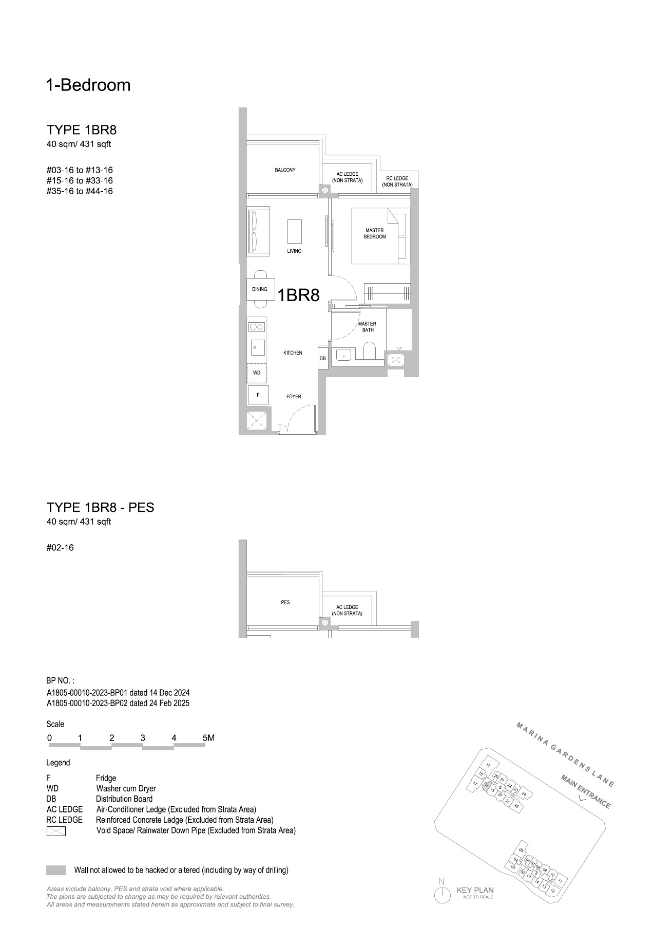 One Marina Gardens floor plan - 1BR8 / 1BR8-PES