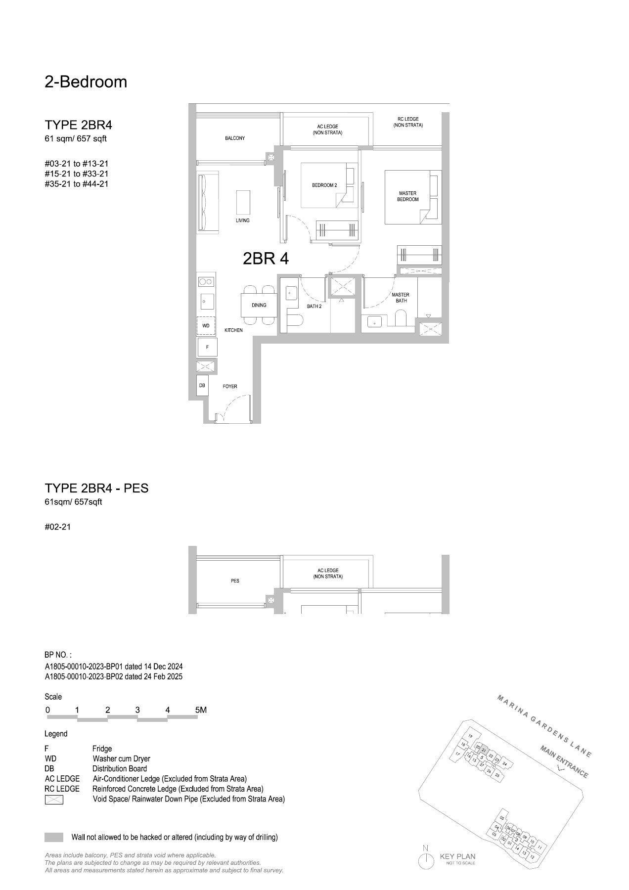 One Marina Gardens floor plan - 2BR4 / 2BR4-PES