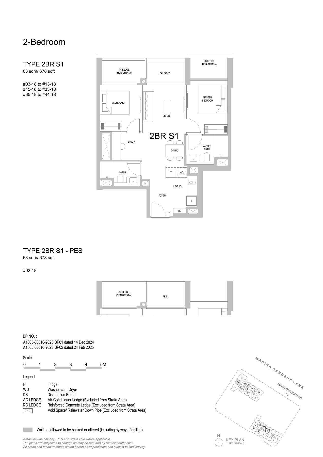 One Marina Gardens floor plan - 2BR S1 / 2BR S1-PES