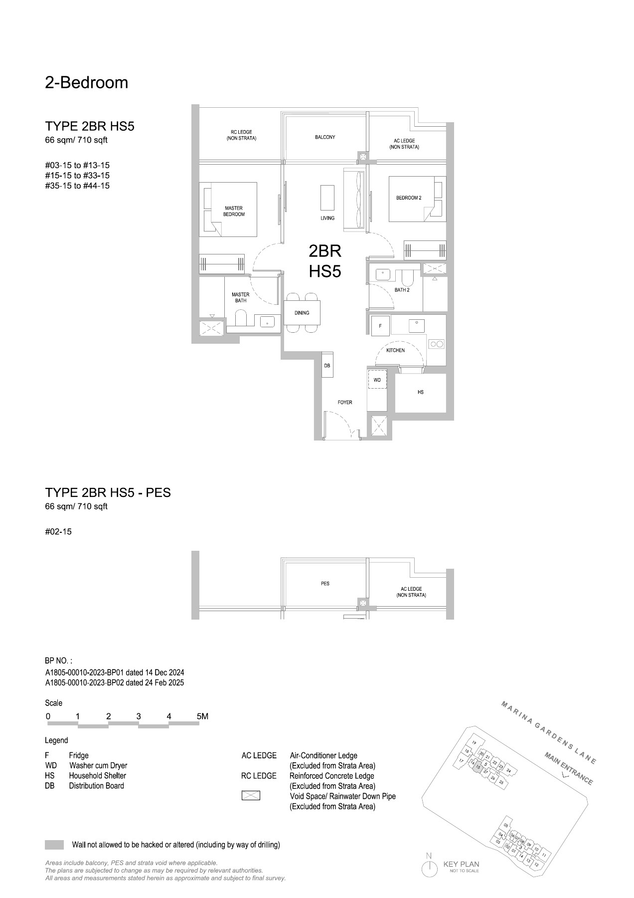 One Marina Gardens floor plan - 2BR HS5 / 2BR HS5-PES