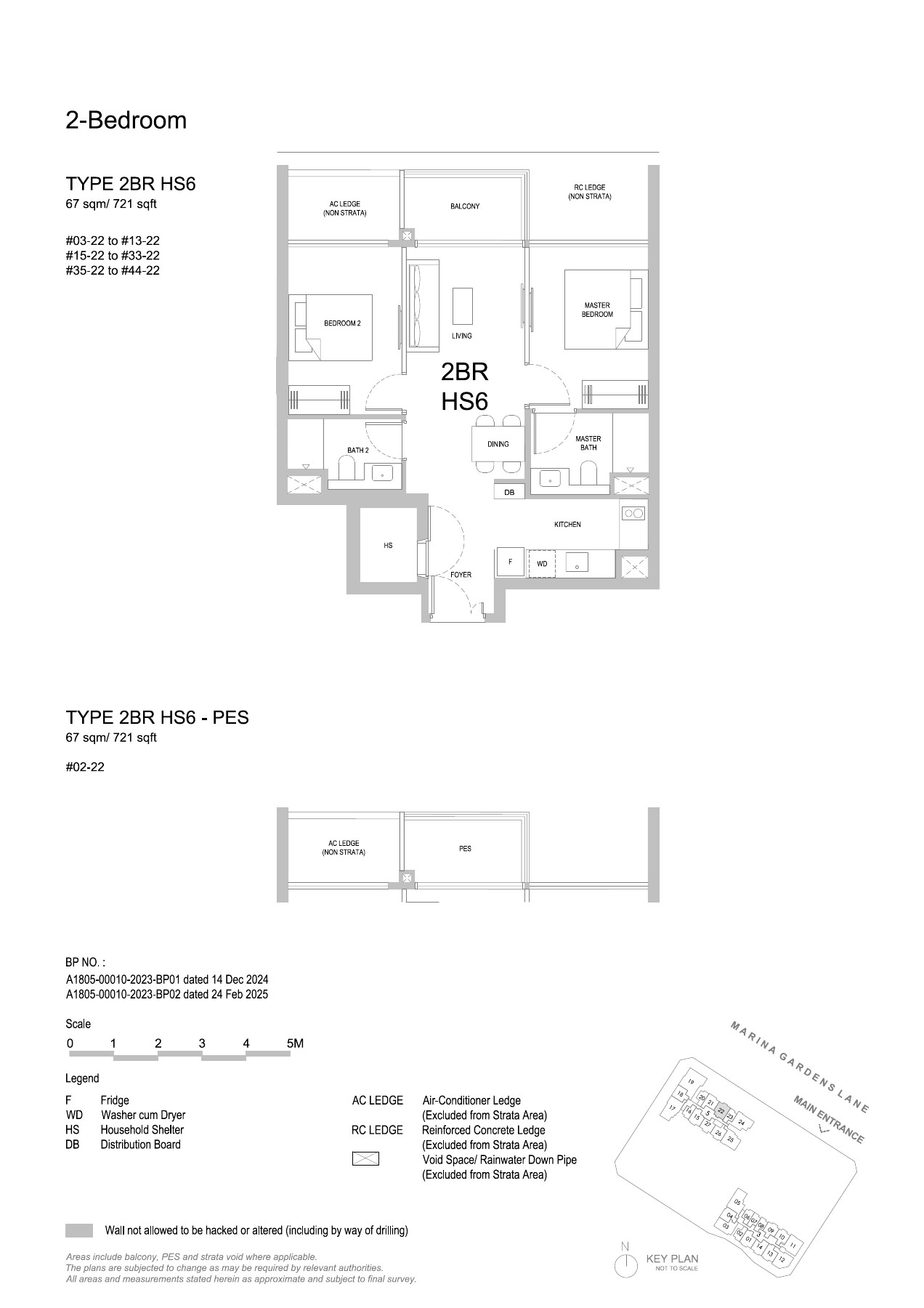 One Marina Gardens floor plan - 2BR HS6 / 2BR HS6-PES