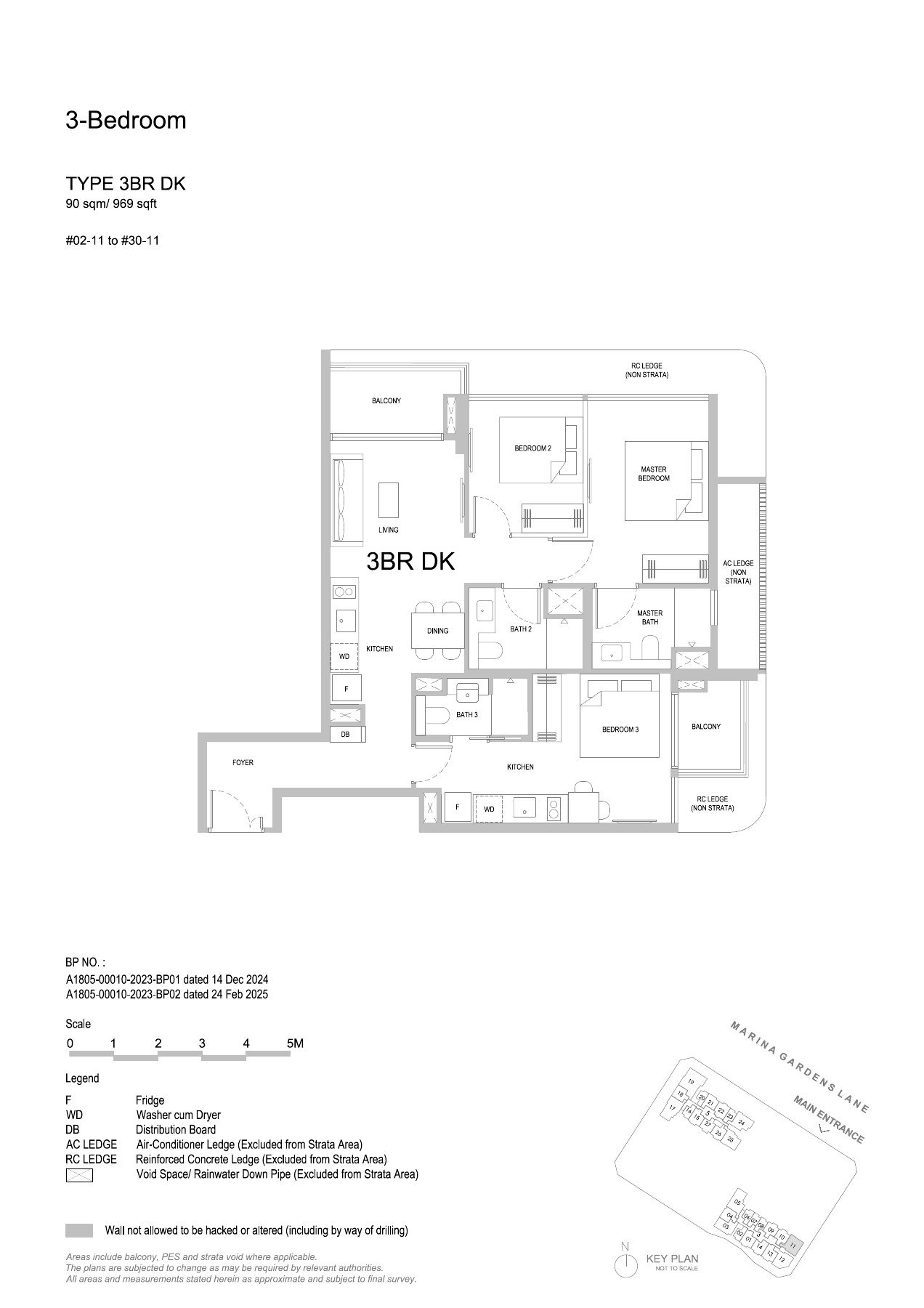 One Marina Gardens floor plan - 3BR DK