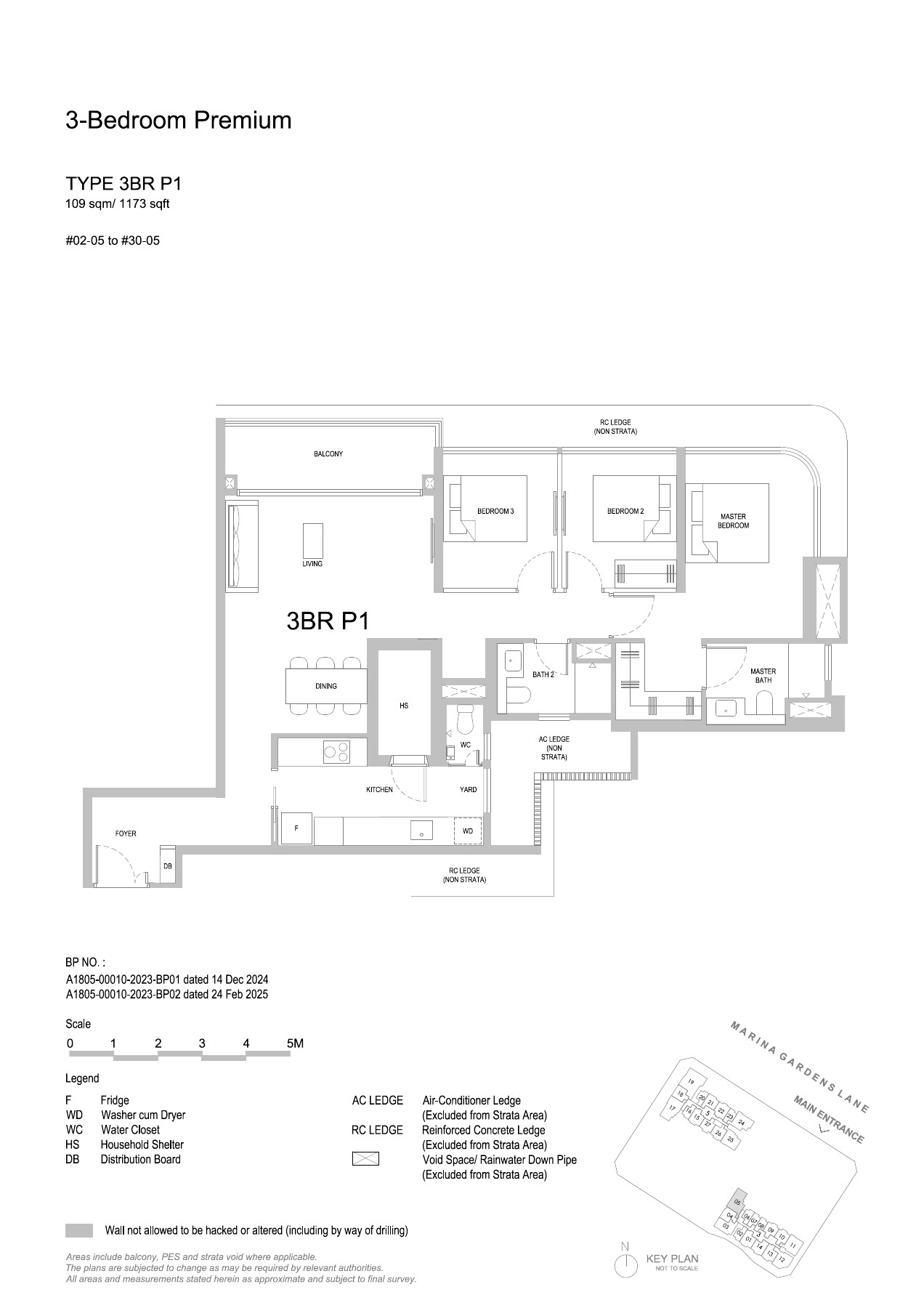 One Marina Gardens floor plan - 3BR P1
