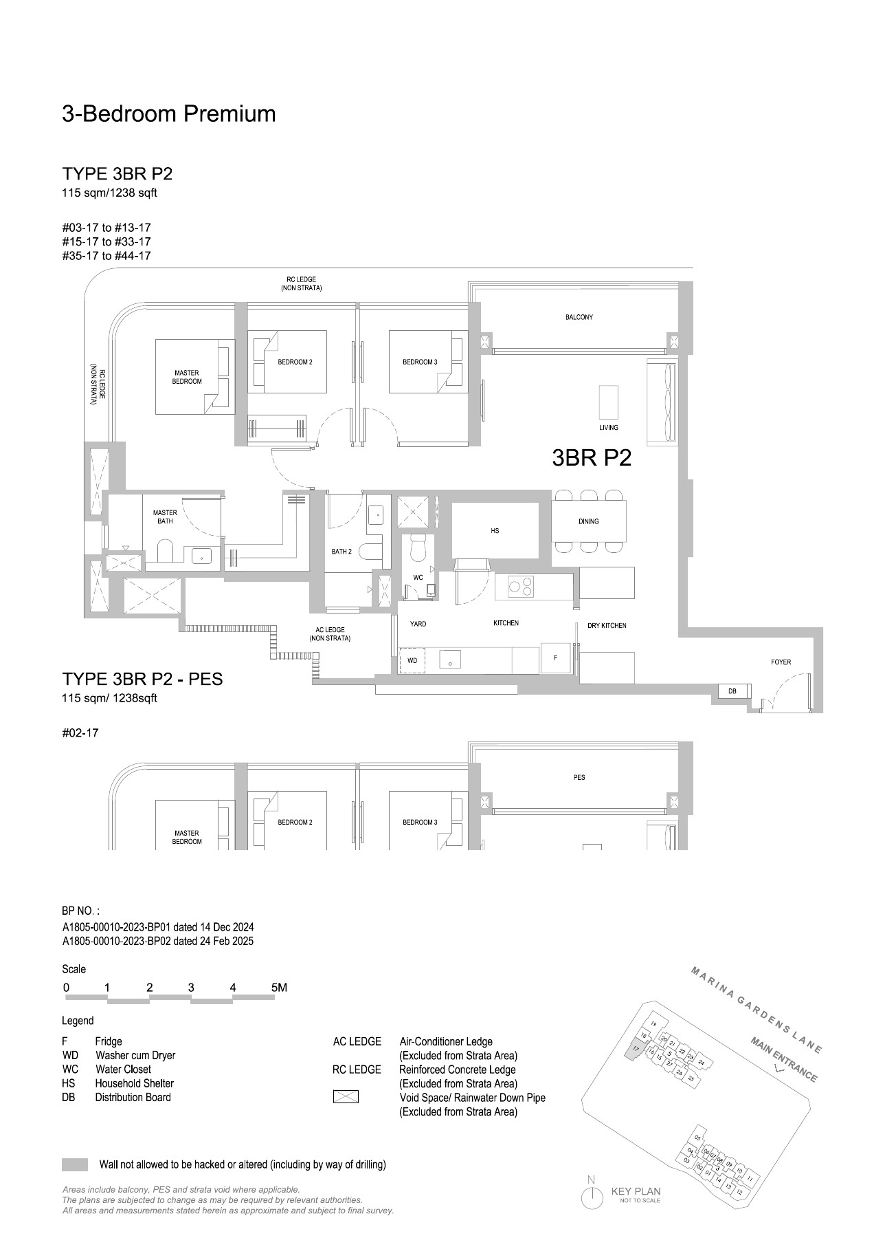 One Marina Gardens floor plan - 3BR P2 / 3BR P2-PES